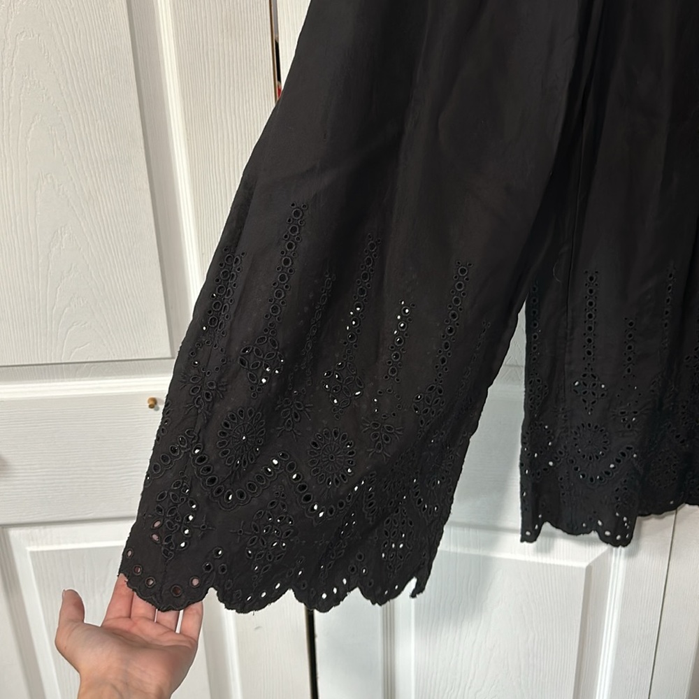 Anthropologie Black Hem Designed Wide-Leg Pants - Picture 3 of 11